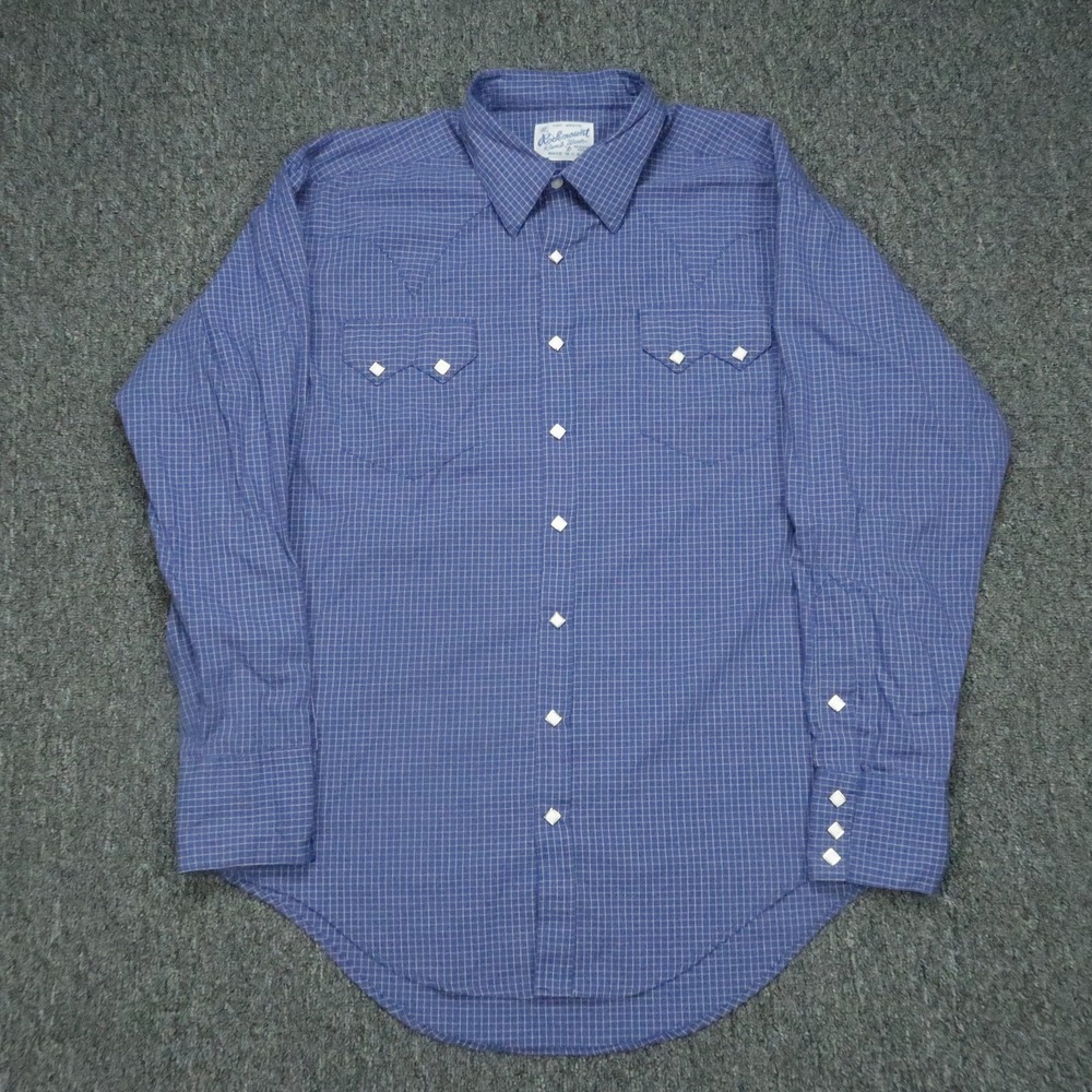 Rockmount Ranch Wear Shirt Mens XL Blue Long Sleeve Diamond Pearl Snap Western
